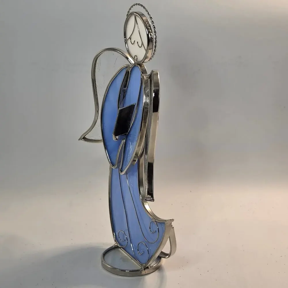 Blue Stained Glass Choir Angel Standing Figurine 10